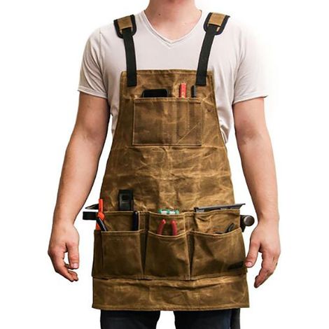 Tablier en toile cirée jaune, bavette à outils multipoches, réparation automobile, menuiserie, vêtements de travail de jardinage, tablier épaissi et imperméable (1/5)