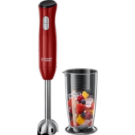 Russell Hobbs – Mixeur plongeant 500W rouge – Lames en acier inoxydable – 2 vitesses réglables – Idéal pour soupes et smoothies
