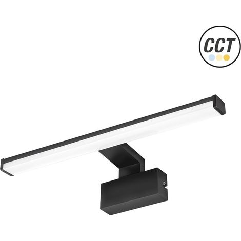 Aplique LED Espejo Mate Negro 40 cm IP44 7W 3CCT (1/3)