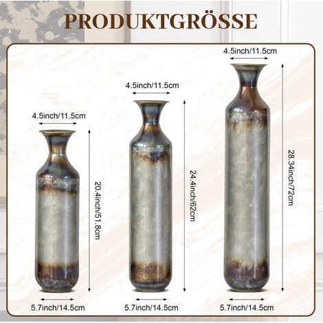 Vaso da terra decorativo 54,08x19,99x78,02 cm in metallo dorato e bianco, 3 pezzi, salotto – MEUBLIV (1/5)