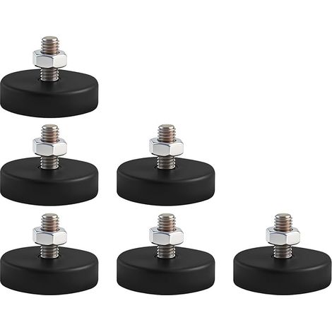 PARFCO Juego de 6 patas ajustables para muebles M8×42, patas de goma atornillables con tuercas, almohadillas de goma antivibración, patas ajustables negras para mesas, sillas y sofás. (1/5)