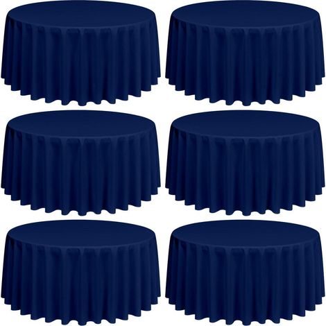 Lot de 6 nappes rondes bleu marine 228 cm, lavables, résistantes aux taches et aux plis
