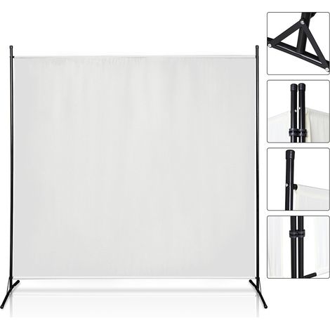 Randaco Schermo pieghevole su supporto Divisorio per ambienti Schermo per giardino Divisorio 1 Pannelli 180x180cm Beige