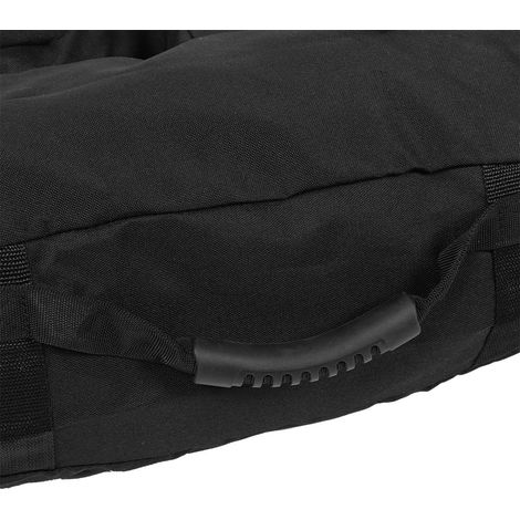 Accessoire pour tente extérieure noire avec auvent, support, sac de lestage et sac de sable de fixation (1/5)