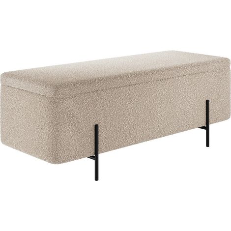 Lola Storage Ottoman - Boucle/Metal - L45 x W115 x H45 cm - Buff/Black - Minimal Assembly Needed