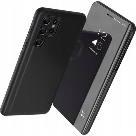 Étui transparent pour Samsung S24 Ultra avec rabat - Noir