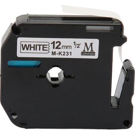 Ruban Étiqueteuse Noir sur Blanc 7m Longueur Impression Claire Résistant à l'Eau Bande Adhésive pour Imprimante LM210D LP420 LM500TS 12mm/0.47in (1/5)