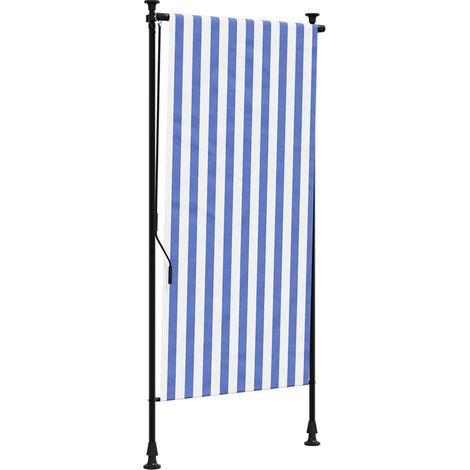 Maison Exclusive - Außenrollo Blau und Weiß 120x270 cm Stoff und