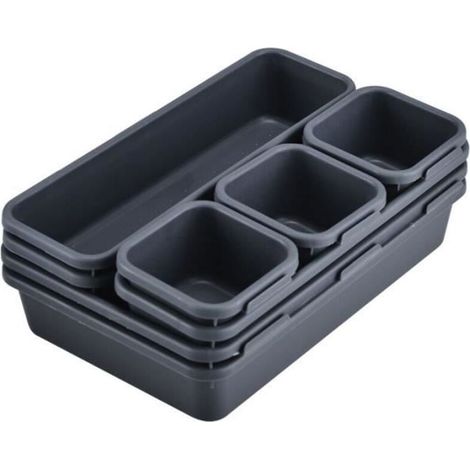 Bardusch - Organisateur Tiroir Bureau Cuisine Plateaux 8PCS Rangement Séparateurs de Tiroir en Plastique Très Profond pour Bureau et Maison (1/4)