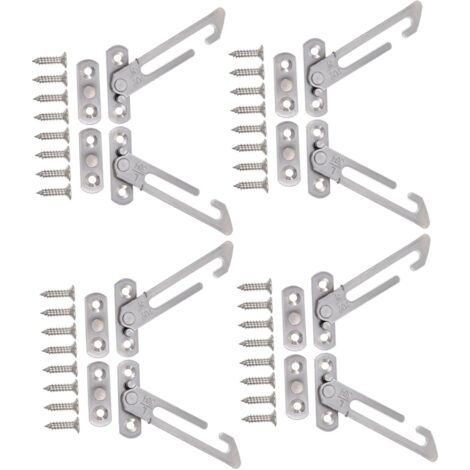 4er-Set Sicherheitsclips für Schiebefenster, Sicherheitsverriegelung, Schiebefensterbegrenzer, Silber
