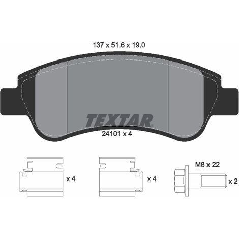 Kit de plaquettes de frein, frein à disque Textar 2410101 CITROËN 1613193280