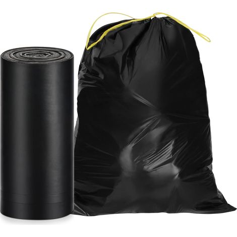 Sac Poubelle 125 Litres Lien Coulissant Poubelle Haute,Sac Poubelle Ultra Resistant,Sac Poubelle Noir Tri Selectif Handy Garbage Bag avec Poignees(80X100cm,100 Sacs) (1/5)
