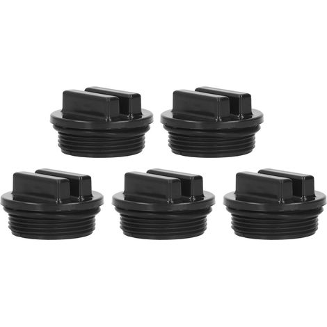 Packung mit 5 G1 1/2 Außengewinde-Winterablaufstopfen mit O-Ring für Rücklauffilter von Schwimmbädern, Whirlpools und Thermalquellen (schwarz). (1/5)