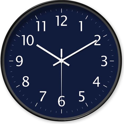 Horloge murale ronde bleu marine minimaliste (8 pouces), design simple (piles non incluses) (1/5)