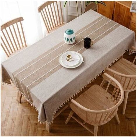 1pc Brown Cotton Linen Rectangular Tablecloth 90x90cm Modern Table Cloth for Rectangle Table Home Kitchen Decor (1/4)