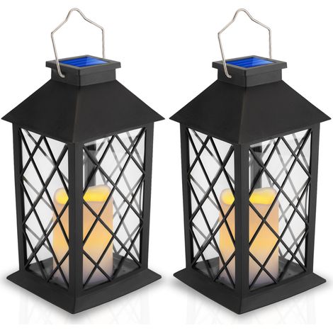 2x Lámpara solar de jardín LED, farol de pie lirio 2 IP44, farol colgante lumiled (1/4)