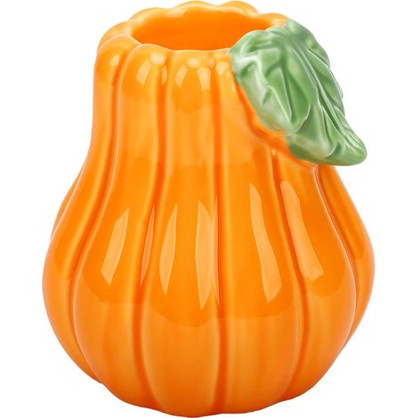 Bougeoir citrouille en céramique, forme chaude, bougie chauffe-plat orange, facile à nettoyer, idéal comme centre de table automnal ou étagère de chambre. (1/5)
