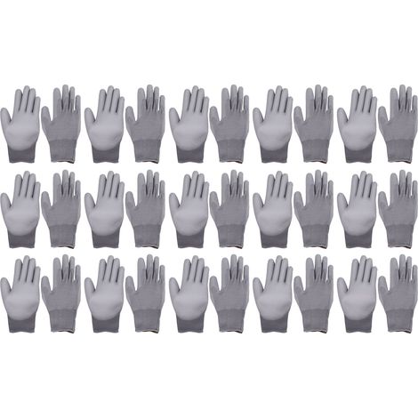 Gants de travail anti-usure 15 paires, enduits PU antidérapants taille XL pour projets de réparation (1/5)