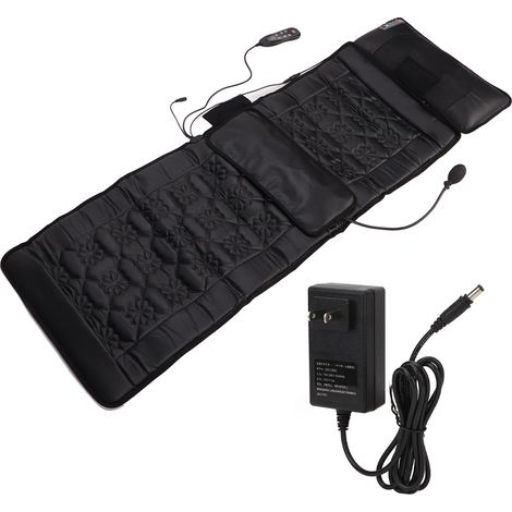 Tapis de massage corps entier 9 vitesses chauffant vibrations coussin pour chaise jambe cou noir 100-240V prise US (1/5)