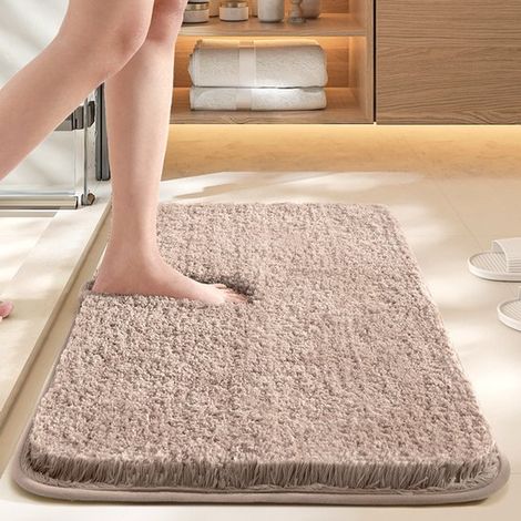 Tappetino da bagno/zerbino/tappetino per animali domestici in microfibra, confezione singola, spessore 3,5 cm, super assorbente, dimensioni 50 x 80 cm, beige scuro. (1/5)