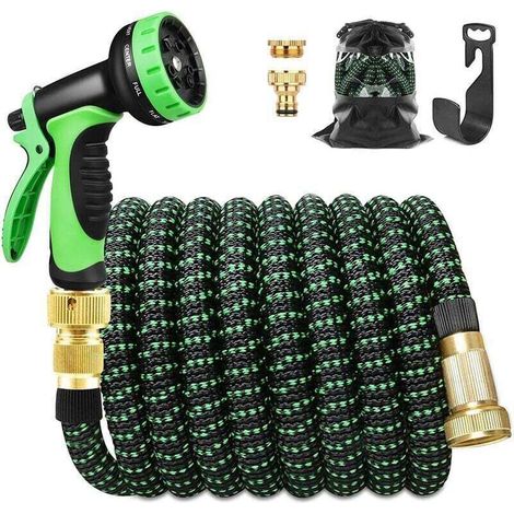 Tuyau Arrosage Extensible 30m 100ft Tuyau D’arrosage Retractable avec Support et Pistolet Arrosage 9 Fonctions Raccords en Laiton (1/4)