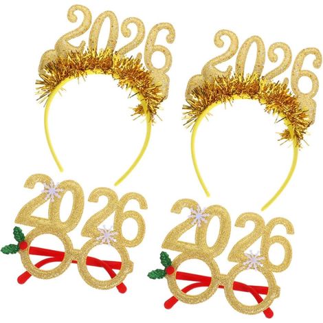 Set di 4 fasce per capelli da festa 2026 in tessuto dorato, design (1/5)