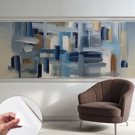 Papier peint adhésif décoratif pour salon chambre et cuisine Facile à poser avec colle Pinceaux abstraits 250x104 cm (1/5)