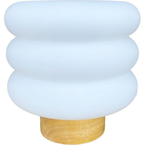 Lampada da tavolo bianca per comodino con base in legno paralume bianco moderno