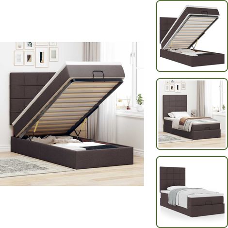 The Living Store Ottoman-Bett mit Matratze Dunkelbraun 100x200 cm Stoff - Matratze (1/5)