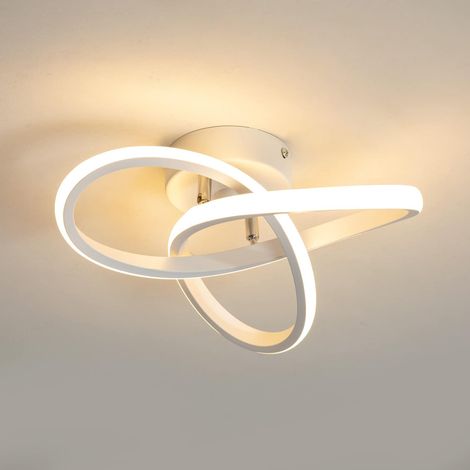 Plafonnier LED Moderne, Plafonnier à géométrie Ronde, lustre Chic 3000K pour couloir, salon, chambre à coucher 18W 24CM-Blanc (1/5)