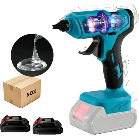 Pistola per colla a caldo, design ergonomico, riscaldamento rapido, blu (1/2)