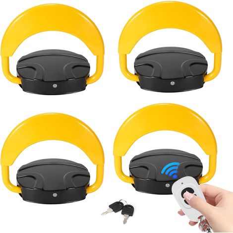 Lot de 4 barrières de parking avec 8 clés - Barrière de parking pliable avec 8 télécommandes - Poteau de stationnement - Portée de la télécommande : 20 m - Verrouillage de parking à 180° (1/5)