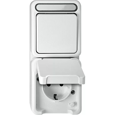 Merten Kombination SCHUKO-Steckdose mit BRS/ Wechselschalter, polarweiß, AQUASTAR MEG3494-8019 (1/2)