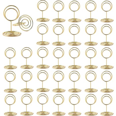 30 Pièces Or Porte Nom Table, Porte Photo Pince, Porte Photo sur Pied, Porte Cartes de Table pour Mariages, Porte Numero de Table, pour Mariage Noël Banquets Fêtes Saint Valentin (Rond) (1/5)