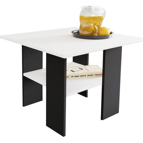 Mesa de centro Reading 102, Negro + Blanco, 50x60x60cm, Diámetro: 0, Aglomerado laminado, Angular