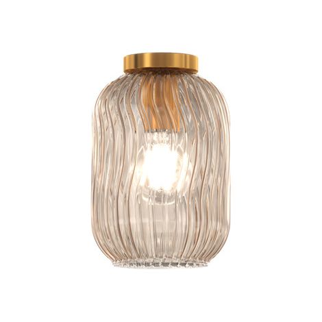 Plafoniera Contemporanea Tender Metallo Ottone Satinato Vetro Ambra 1 Luce E27 (1/3)