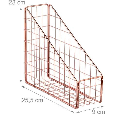 Set di 2 portariviste moderni design a rete ufficio 23 x 9 x 25,5 cm in ferro oro rosa 130013602