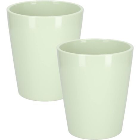 Lot de 2 pots de fleurs en céramique pour orchidées H 150 mm Ø 120 mm menthe-NANOTEH (1/5)