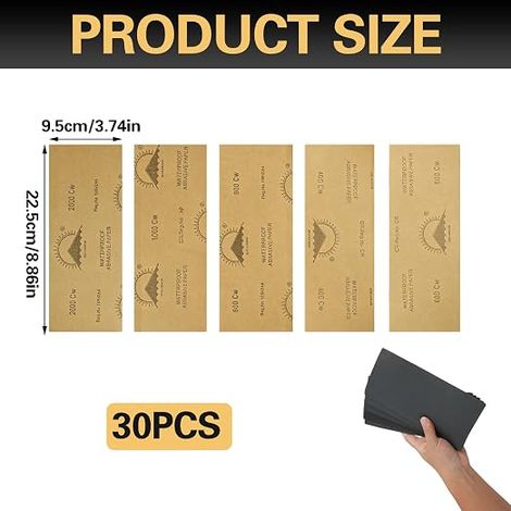 Sandpaper 400/600/800/1000/2000 23 x 9.3 cm Wood Metal Car Body Glass Stone (1/4)