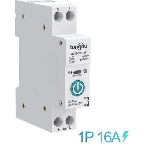 Tuya Zigbee Smart-Leistungsschalter mit Zähler, 1-polig, 63 A, DIN-Schienenmontage, 16 A ohne Zähler (1/5)