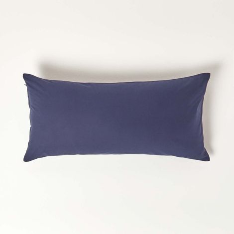 HOMESCAPES Kopfkissenbezug Fadendichte 200 Marineblau, 40 x 80 cm