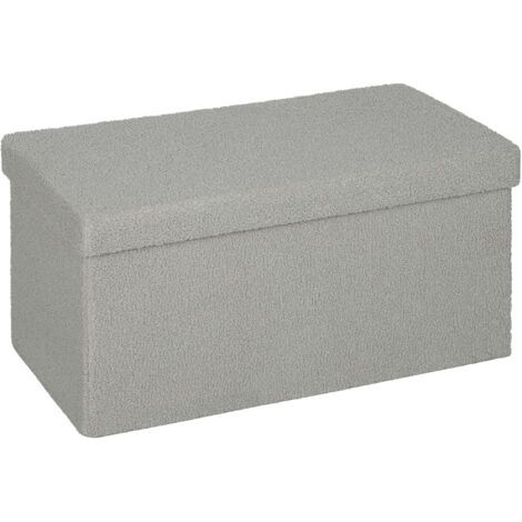 Pouf de rangement, banquette rembourrée avec espace de rangement et couvercle pour salon, chambre, couloir, gris clair (1/5)