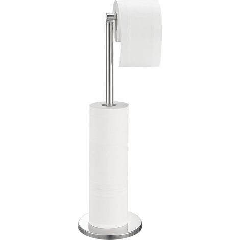 2-in-1 freistehender Toilettenpapierhalter mit stabilem Fuß, 16 x 16 x 55 cm, verchromter Edelstahl (1/5)