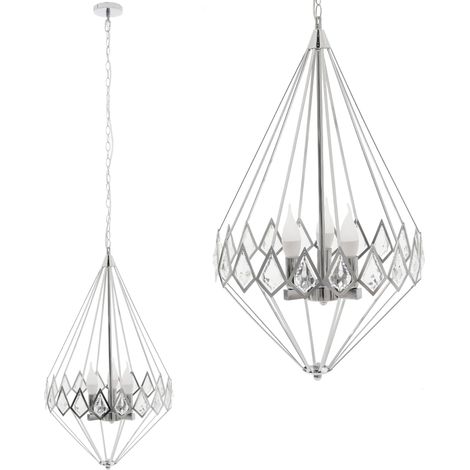 LAMPADA A SOSPENSIONE APP767-3CP DIAMOND CRISTALLO 3-PUNTI LUCE E14 40,5X40,5X69-146CM REGOLABILE
