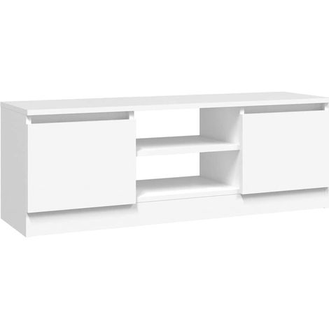 Meuble TV, Étagère TV, Meuble de Salon, Moderne avec porte Blanc 102x30x36 cm OIB4041E (1/5)