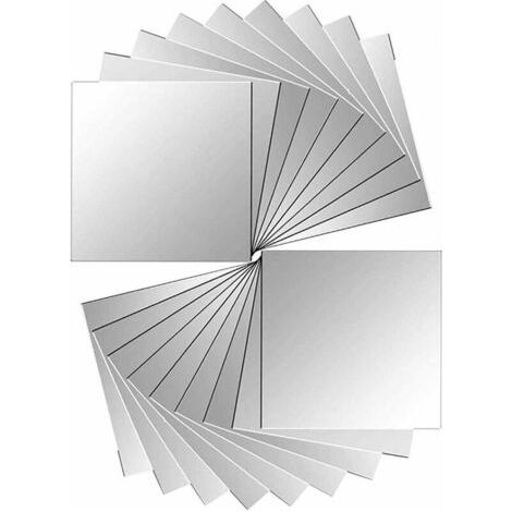 18 pièces miroir carreaux autocollant miroir autocollant miroir mural pour décoration murale argent 15 x 15 cm (1/5)