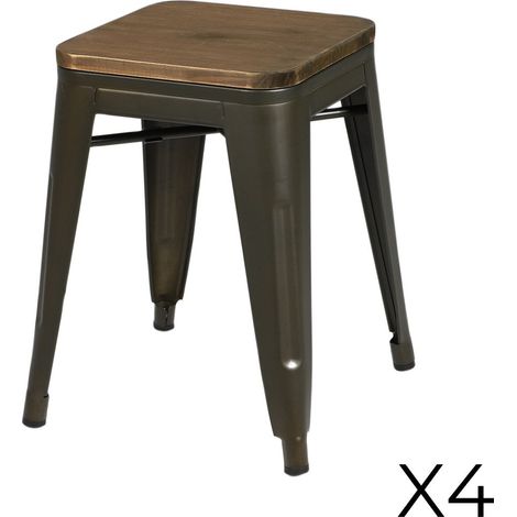 Set mit 4 Barhockern im Industriestil aus Metall, graue Farbe – Kollektion FACTORY.