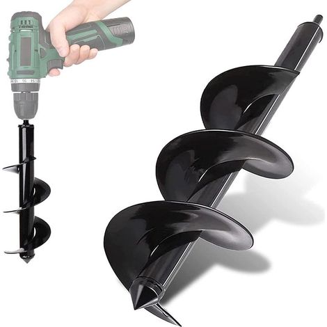 Tarière pour Perceuse Jardin Ø 90 mm - Foret embout 8 Longueur Mèche 25 cm en Acier Creuser Rapidement des Trous et Planter vos Fleurs Arbre Arbuste , Piquets , Poteau
