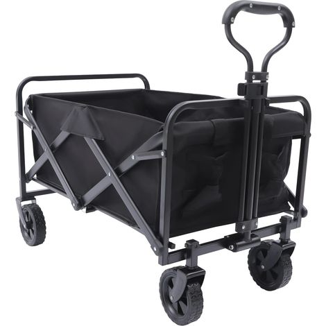 1 Chariot pliable, roues pivotantes, poignée réglable, porte-gobelets, jardin camping plage (1/5)