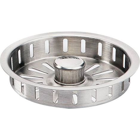 Cesta coladora de acero inoxidable para fregadero de cocina - Acero inoxidable - Cesta escurridora - Cesta escurridora con mecanismo de pulsador - Cesta coladora de verduras para fregadero (1/2)